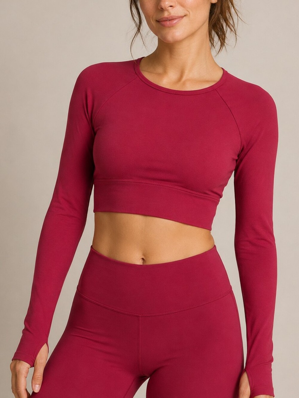ACTA Red Seamless Long Sleeve Workout Crop Top Size Medium Athleisure Trend Gorp